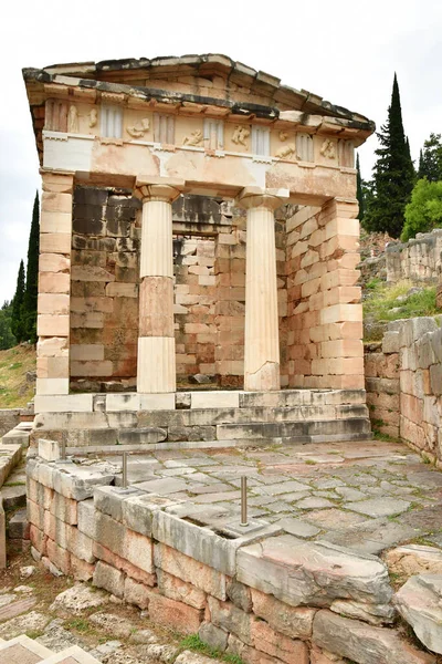 stock image Delphi; Greece - august 31 2022 : the Athenian Treasury in the archaeological site