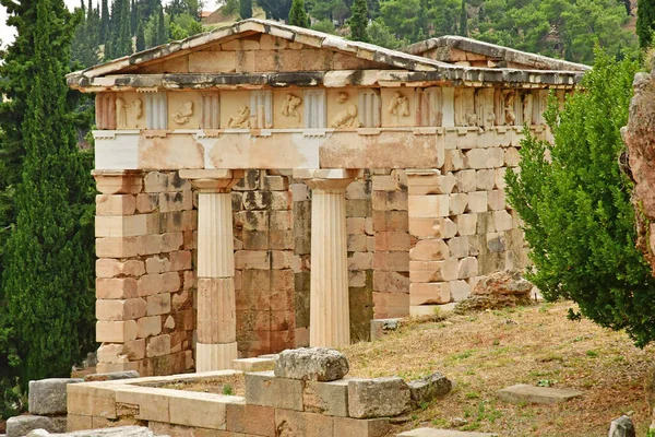 Delphi Greece August 2022 Athenian Treasury Archaeological Site — Zdjęcie stockowe