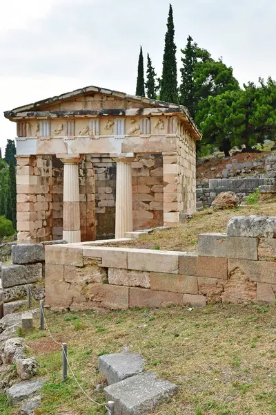 Delphi Greece August 2022 Athenian Treasury Archaeological Site — стоковое фото