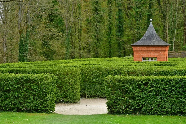 Choisel France April 2023 Labyrinth Classical Castle Breteuil Park — 图库照片
