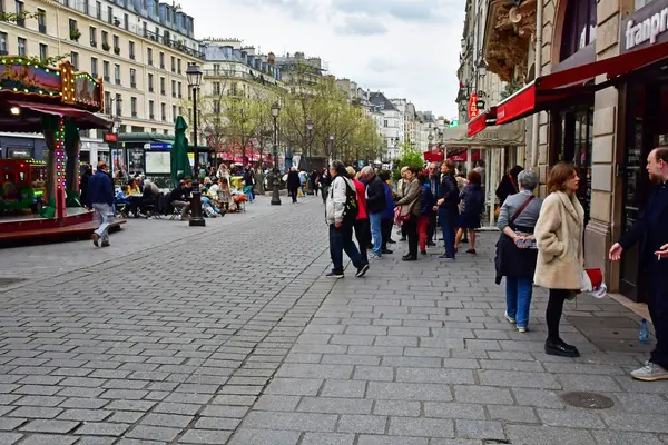 Париж Франция Апреля 2023 Года Улица Сен Антуан Живописном Районе — стоковое фото