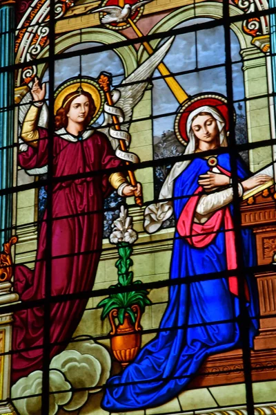 Sille Guillaume Francja Maja 2023 Okno Kościoła Notre Dame — Zdjęcie stockowe