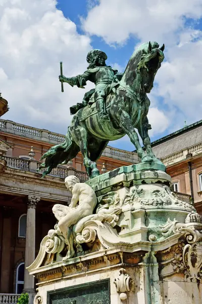 匈牙利布达佩斯 2023年6月26日 萨伏伊亲王尤金在Buda城堡的雕像 — 图库照片