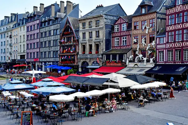 Rouen Frankrijk Juni 2023 Het Pittoreske Vieux Marche Plein Stockfoto