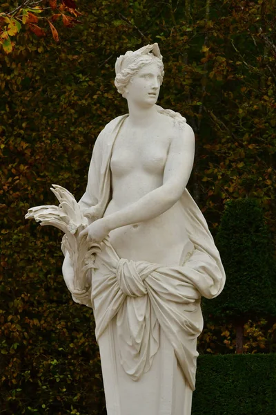 凡尔赛宫 2023年10月27日 城堡公园中的大理石雕像 — 图库照片