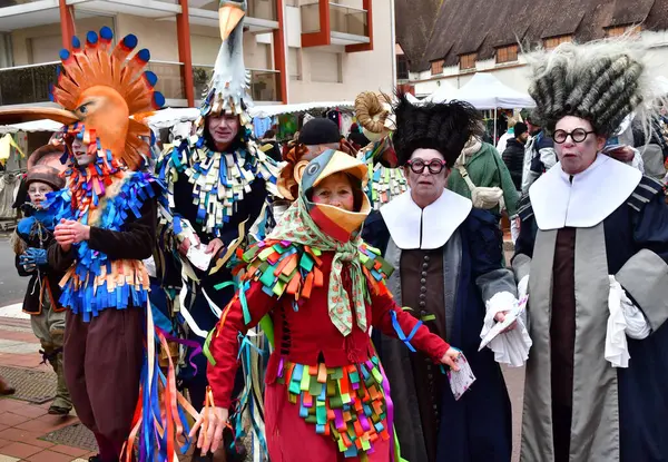 stock image Le Touquet Paris Plage; France - april 20 2024 : spring baroque festival actors on the saturday market