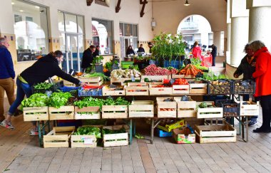 Le Touquet Paris Plage; France - april 20 2024 : fruits and vegetables on the saturday market clipart