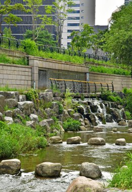 Seoul; Korea - august 4 2024 : Cheonggyecheon in the city center clipart