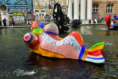 Paris; France - october 10 2024 : the Stravinsky Fountain near the Pompidou Centre clipart