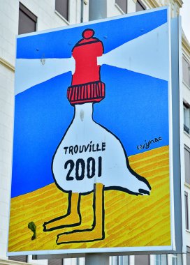 Trouville; France - october 12 2024 : poster on Les Planches, Promenade Savignac clipart