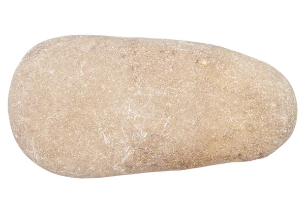 白色背景上孤立的单个米黄色鹅卵石的顶部视图 — 图库照片