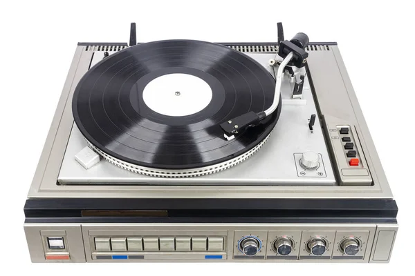 Vintage Turntable Record Player Isolated White Background — Stock Photo, Image
