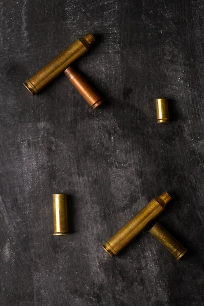 Empty Bullet Cartridges Lying Black Background — 图库照片