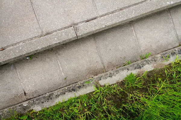 System Drainage Melt Water Rain Streams Floods Close Concrete Tiles — Stock Photo, Image