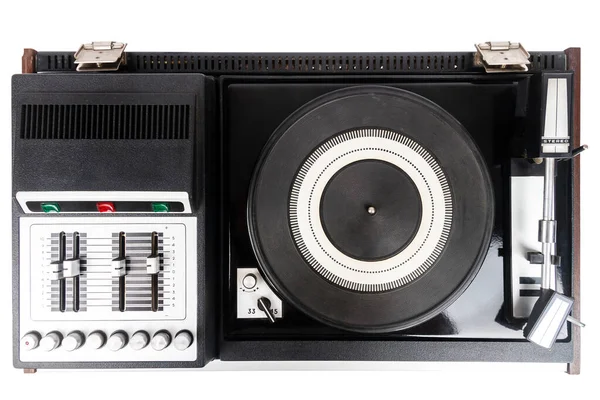 Vintage Turntable Record Player Isolated White Background — Stock Photo, Image