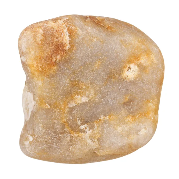 白色背景下孤立的单个褐色卵石的顶部视图 — 图库照片