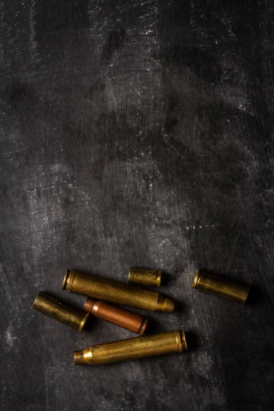 Empty Bullet Cartridges Lying Black Background — Stock Fotó
