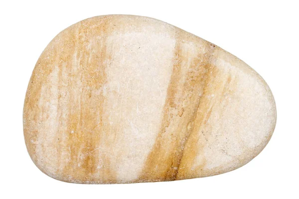 白色背景上孤立的单个褐色鹅卵石的顶部视图 — 图库照片