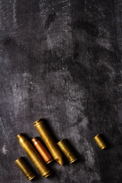 Empty Bullet Cartridges Lying Black Background — 스톡 사진