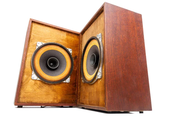Two Vintage Speakers Full Range Drivers Isolated White Background — Stock Photo, Image