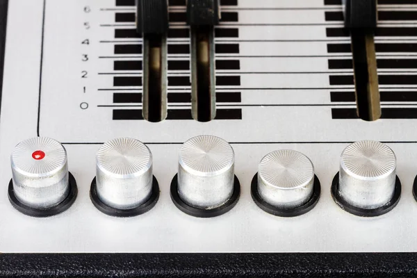 stock image Close up of tone controls on vintage turntable vinyl record player