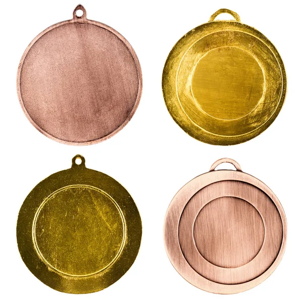 Колекція Порожніх Золотих Бронзових Медалей Ізольовані Білому Тлі — стокове фото