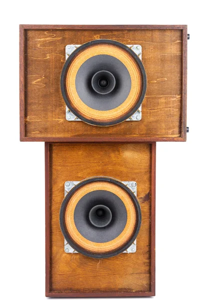 Two Vintage Speakers Full Range Drivers Isolated White Background — Stock Photo, Image