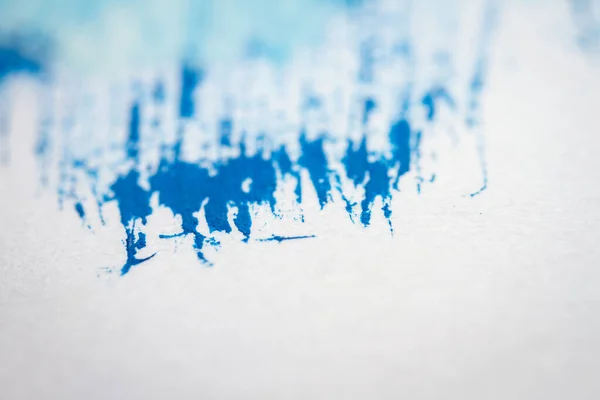 Extreme Close Blue Acrylic Paint Texture Showing Brush Strokes Selective — Stock Photo, Image