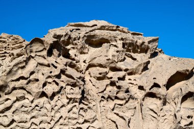 Yunanistan 'ın Santorini adasının güney ucundaki Vlychada uçurumunun ayrıntıları.