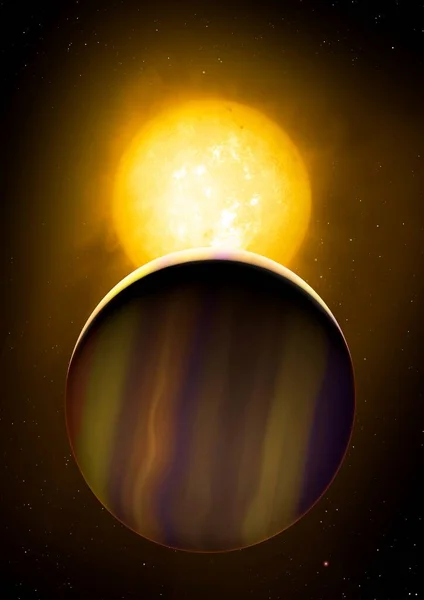 Planeta Obíhá Tak Blízko Své Mateřské Hvězdy Hvězdný Vítr Postupně — Stock fotografie