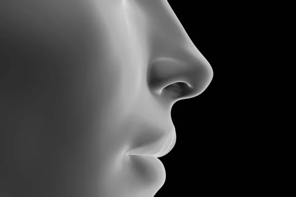 Weibliche Nase Auf Schwarzem Hintergrund Illustration — Stockfoto