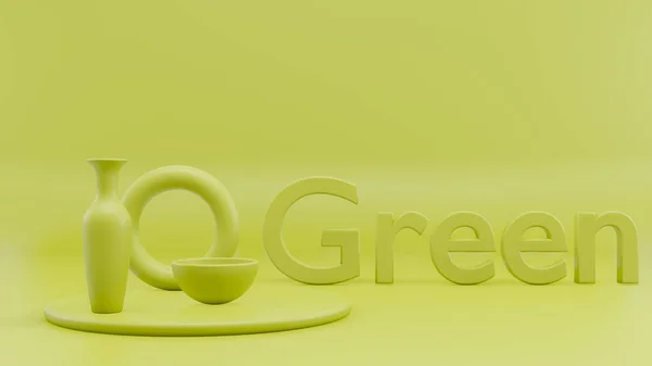 Кастрюли Зеленый Текст Концептуальная Иллюстрация — стоковое фото