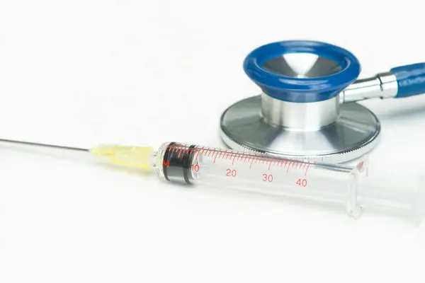 Injekční Stříkačka Stetoskop Zvonek — Stock fotografie