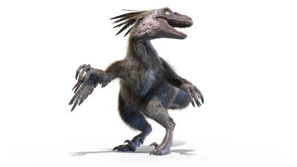 Velociraptor Izolowany Białym Tle Ilustracja — Zdjęcie stockowe