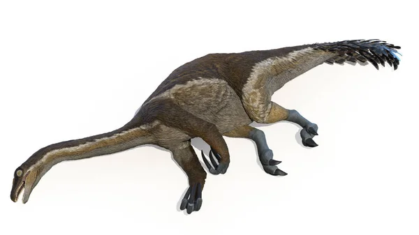 Теризинозавр Ізольований Білому Тлі Ілюстрація — стокове фото