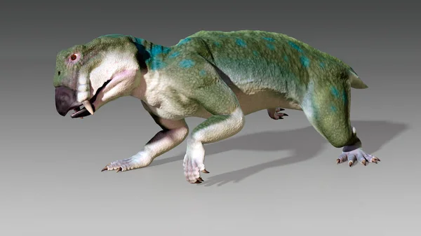 灭绝的龙 Shovel Lizard 的艺术品 这种动物不是恐龙 而是生活在更早的时期 在二千年晚期和三叠纪早期 5亿年前 — 图库照片