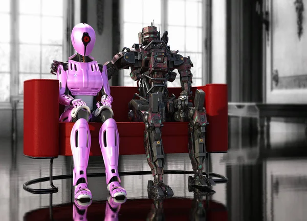 Robots Relationship Conceptual Illustration — Stock Photo, Image