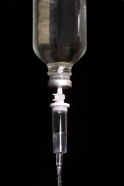 Glazen Intraveneuze Fles Met Druppelkamer Slang — Stockfoto