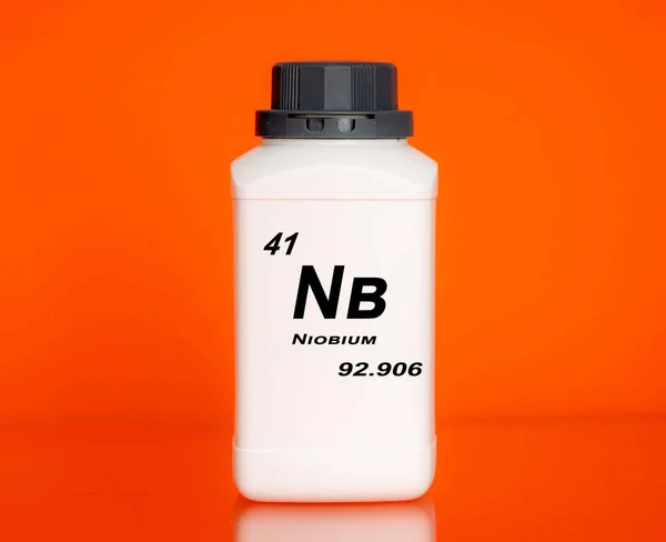 Pojemnik Pierwiastkiem Chemicznym Niobium — Zdjęcie stockowe