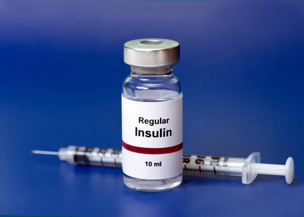 Regelmatige Insuline Met Insuline Spuit — Stockfoto
