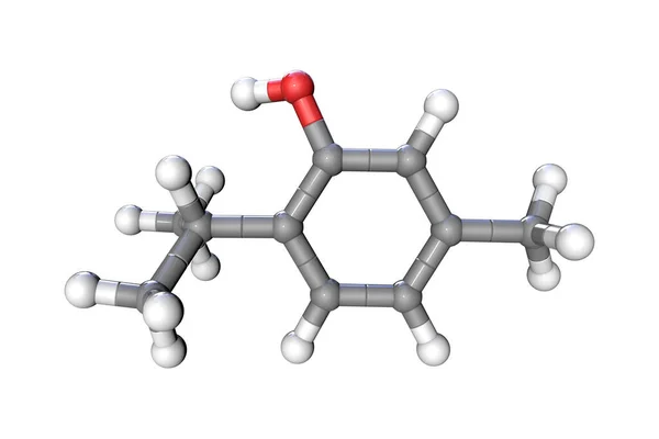 Thymol Molecuul Illustratie Een Van Nature Voorkomende Organische Verbinding Tijmolie — Stockfoto
