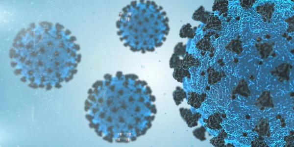 Coronavirus Particles Illustration Sars Cov Enveloped Rna Ribonucleic Acid Virus — Stock Photo, Image
