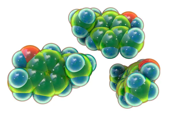 Molekuła Carvacrolu Ilustracja Naturalnie Występujący Związek Organiczny Występujący Olejkach Eterycznych — Zdjęcie stockowe