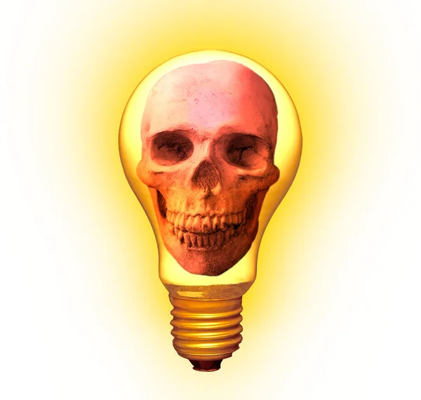 Skalle Glödlampa Illustration — Stockfoto