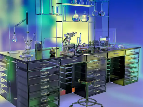 Хімічна Дослідницька Або Діагностична Лабораторія Комп Ютерна Ілюстрація — стокове фото
