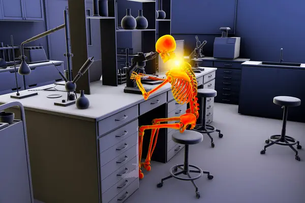 Werkgerelateerde Aandoeningen Van Het Bewegingsapparaat Bij Laboratoriumwerkers Conceptuele Computer Illustratie — Stockfoto