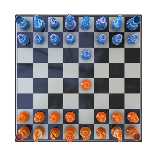 Chess Game Computer Illustration French Defence Opening Setup — Stock Photo, Image