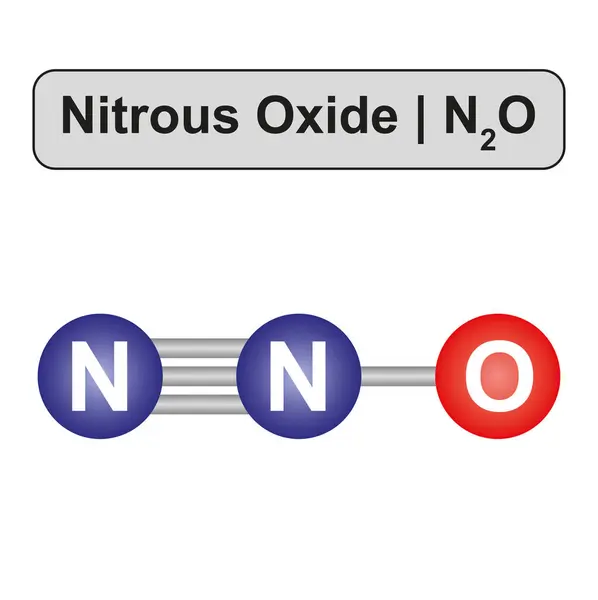 Ilustracja Cząsteczki Podtlenku Azotu N2O — Zdjęcie stockowe