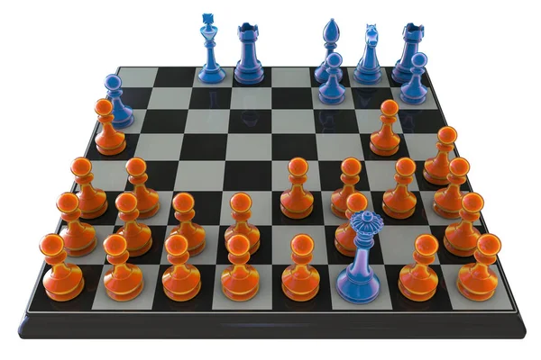 Horde Variant Chess Computer Illustration Asymmetric Chess Variant One Side — Stock Photo, Image