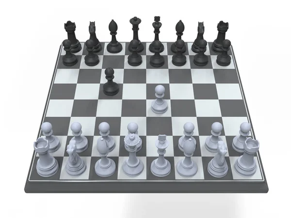Šachová Hra Počítačová Ilustrace Nastavení Zahájení Sicilské Obrany — Stock fotografie